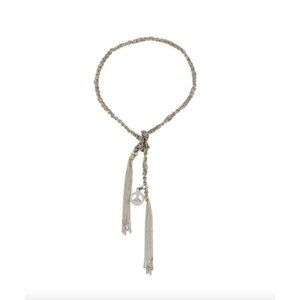 Carolina Bucci White Gold 18K Lucky Bracelet With Peace Charm